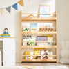 SoBuy KMB08-N Bibliotecă pentru copii Raft de cărți pentru copii 4 niveluri Dulap de depozitare jucării Bibliotecă Mobilier de depozitare Raft cameră Natural 80x12x118cm