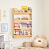 SoBuy KMB08-N Bibliotecă pentru copii Raft de cărți pentru copii 4 niveluri Dulap de depozitare jucării Bibliotecă Mobilier de depozitare Raft cameră Natural 80x12x118cm
