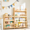 SoBuy KMB08-N Bibliotecă pentru copii Raft de cărți pentru copii 4 niveluri Dulap de depozitare jucării Bibliotecă Mobilier de depozitare Raft cameră Natural 80x12x118cm
