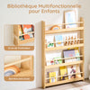 SoBuy KMB08-N Bibliotecă pentru copii Raft de cărți pentru copii 4 niveluri Dulap de depozitare jucării Bibliotecă Mobilier de depozitare Raft cameră Natural 80x12x118cm