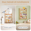 SoBuy KMB08-N Libreria Montessoriana per Bambini Libreria da Parete a 4 Ripiani Porta Libri Bambini Portagiochi Cameretta Naturale 80x12x118cm