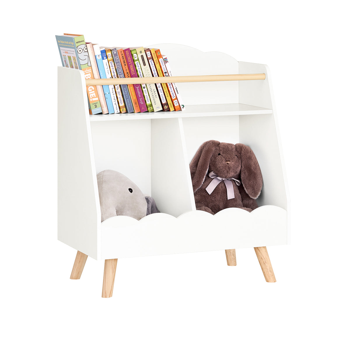 SoBuy KMB100-K-W Bibliothèque Enfant, Étagère à Livres, Étagère de Rangement Jouets pour Enfants, 2 Compartiments Ouverts