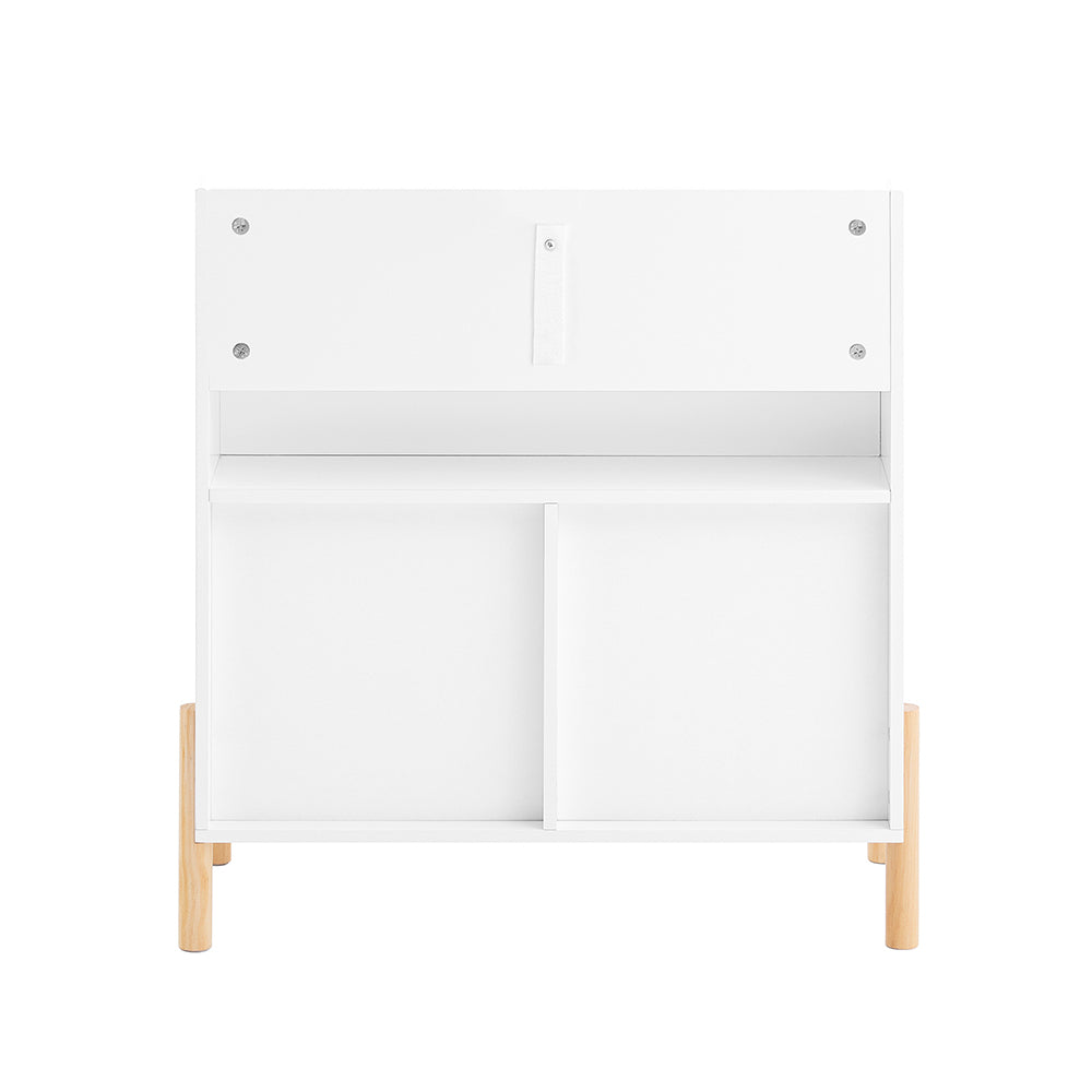 SoBuy KMB115-W Bibliotecă pentru copii cu 4 rafturi și 2 cutii de depozitare