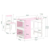 SoBuy KMB116-P Set de Masă și Scaun pentru Copii, Set din 2 Piese cu Autocolante DIY, Birou pentru Copii cu 3 Suporturi pentru Creioane, Roz și Alb