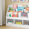 SoBuy KMB118-W Montessori Bookshop for Children Keep Children Bookshop Bibliotecă cu 3 camere de camere de regizoare și multifuncțional alb 100x30x80cm