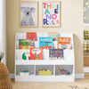SoBuy KMB118-W Bibliotecă pentru Copii, Dulap de Depozitare Jucării pentru Copii cu 3 Compartimente, Bibliotecă Mică, 3 Niveluri, Raft pentru Cameră, Alb 100x30x80cm