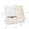 SoBuy KMB119-W Bibliotecă pentru copii cu 3 niveluri, bibliotecă Montessori cu depozitare jucării și coșuri din material textil, mobilă cameră copii, raft cameră, alb 80x40x80cm