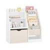 SoBuy KMB119-W Bibliotecă pentru copii cu 3 niveluri, bibliotecă Montessori cu depozitare jucării și coșuri din material textil, mobilă cameră copii, raft cameră, alb 80x40x80cm