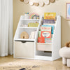 SoBuy KMB119-W Bibliotecă pentru copii cu 3 niveluri, bibliotecă Montessori cu depozitare jucării și coșuri din material textil, mobilă cameră copii, raft cameră, alb 80x40x80cm