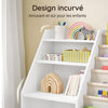 SoBuy KMB119-W Bibliotecă pentru copii cu 3 niveluri, bibliotecă Montessori cu depozitare jucării și coșuri din material textil, mobilă cameră copii, raft cameră, alb 80x40x80cm