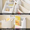 SoBuy KMB119-W Bibliotecă pentru copii cu 3 niveluri, bibliotecă Montessori cu depozitare jucării și coșuri din material textil, mobilă cameră copii, raft cameră, alb 80x40x80cm