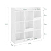 SoBuy KMB120-W Bibliotecă pentru copii, organizator jucării cu 9 compartimente, mobilier depozitare jucării, raft bibliotecă, suport reviste, alb, 95x34x105 cm