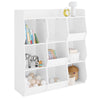 SoBuy KMB120-W Bibliotecă pentru copii, organizator jucării cu 9 compartimente, mobilier depozitare jucării, raft bibliotecă, suport reviste, alb, 95x34x105 cm
