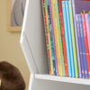 SoBuy KMB120-W Bibliotecă pentru copii, organizator jucării cu 9 compartimente, mobilier depozitare jucării, raft bibliotecă, suport reviste, alb, 95x34x105 cm