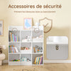 SoBuy KMB120-W Bibliotecă pentru copii, organizator jucării cu 9 compartimente, mobilier depozitare jucării, raft bibliotecă, suport reviste, alb, 95x34x105 cm
