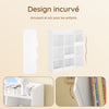 SoBuy KMB120-W Bibliotecă pentru copii, organizator jucării cu 9 compartimente, mobilier depozitare jucării, raft bibliotecă, suport reviste, alb, 95x34x105 cm