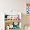 SoBuy KMB121-WN, Bibliotecă Montessori pentru copii Suport cărți pentru copii cu 4 rafturi Bibliotecă verticală Suport jucărie pentru dormitor fete alb și natural 60x15x130,5 cm