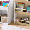 SoBuy KMB121-WN Bibliotecă pentru copii Etajeră pentru cărți pentru copii cu 4 nivele Mobilier de depozitare jucării Bibliotecă Mobilier de depozitare Etajeră cameră Alb-Natural 60x15x130,5 cm