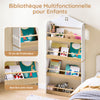 SoBuy KMB121-WN Bibliotecă pentru copii Etajeră pentru cărți pentru copii cu 4 nivele Mobilier de depozitare jucării Bibliotecă Mobilier de depozitare Etajeră cameră Alb-Natural 60x15x130,5 cm