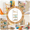 SoBuy KMB121-WN Bibliotecă pentru copii Etajeră pentru cărți pentru copii cu 4 nivele Mobilier de depozitare jucării Bibliotecă Mobilier de depozitare Etajeră cameră Alb-Natural 60x15x130,5 cm