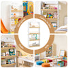 SoBuy KMB121-WN, Bibliotecă Montessori pentru copii Suport cărți pentru copii cu 4 rafturi Bibliotecă verticală Suport jucărie pentru dormitor fete alb și natural 60x15x130,5 cm