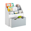 SoBuy KMB17-HG Bibliotecă Etajeră pentru Cărți, Etajeră de Depozitare Jucării pentru Copii, Suport Reviste cu 3 Nivele și 1 Cutie de Depozitare