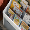 SoBuy KMB17-HG Bibliotecă Etajeră pentru Cărți, Etajeră de Depozitare Jucării pentru Copii, Suport Reviste cu 3 Nivele și 1 Cutie de Depozitare