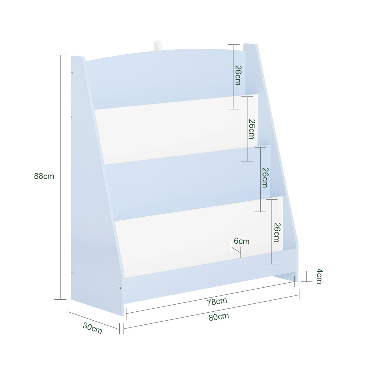 SoBuy KMB32-B Bibliothèque Enfant Rangement Jouet Enfant Bibliotheque Livre 4 Niveaux Étagère à Livres Meuble de Rangement Chambre d'Eanfant Bureau Salon Bleu clair 80x30x88 cm