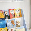 SoBuy KMB32-B Bibliotecă pentru copii, organizator jucării, bibliotecă pentru cărți, 4 niveluri, raft pentru cărți, mobilier de depozitare pentru cameră de copil, birou, living, albastru deschis, 80x30x88 cm