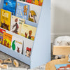 SoBuy KMB32-B Bibliotecă pentru copii, organizator jucării, bibliotecă pentru cărți, 4 niveluri, raft pentru cărți, mobilier de depozitare pentru cameră de copil, birou, living, albastru deschis, 80x30x88 cm