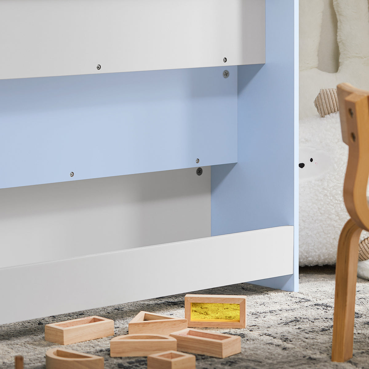 SoBuy KMB32-B Bibliothèque Enfant Rangement Jouet Enfant Bibliotheque Livre 4 Niveaux Étagère à Livres Meuble de Rangement Chambre d'Eanfant Bureau Salon Bleu clair 80x30x88 cm