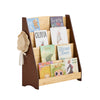 SoBuy KMB32-N Bookstore Montessorian pentru copii Shepherds Holder Carucar Biblioteca de pe suportul de la sol cu 4 compartimente și 2 cârlige aduce jocuri pentru copii Containere naturale 91x30x89 cm