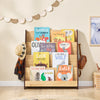 SoBuy KMB32-N Bookstore Montessorian pentru copii Shepherds Holder Carucar Biblioteca de pe suportul de la sol cu 4 compartimente și 2 cârlige aduce jocuri pentru copii Containere naturale 91x30x89 cm