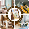 SoBuy KMB32-N Bookstore Montessorian pentru copii Shepherds Holder Carucar Biblioteca de pe suportul de la sol cu 4 compartimente și 2 cârlige aduce jocuri pentru copii Containere naturale 91x30x89 cm