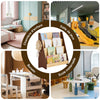 SoBuy KMB32-N Bibliotecă pentru copii Organizator jucării pentru copii Raft de cărți 4 niveluri cu 2 cârlige Etajeră pentru cărți Mobilier de depozitare Dormitor copii Birou Living Natural 91x30x89 cm