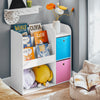 SoBuy KMB37-F Raft de depozitare pentru cărți și jucării, Bibliotecă, Mobilier de depozitare multifuncțional cu 2 coșuri