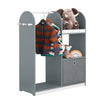 SoBuy KMB40-HG Dulap pentru Copii, Șifonier pentru Copii cu Bară pentru Haine, Garderobă cu 3 Rafturi, Coș din Material Textil și 3 Cârlige, Dulap Mic, Etajeră Gri 97x35x108 cm