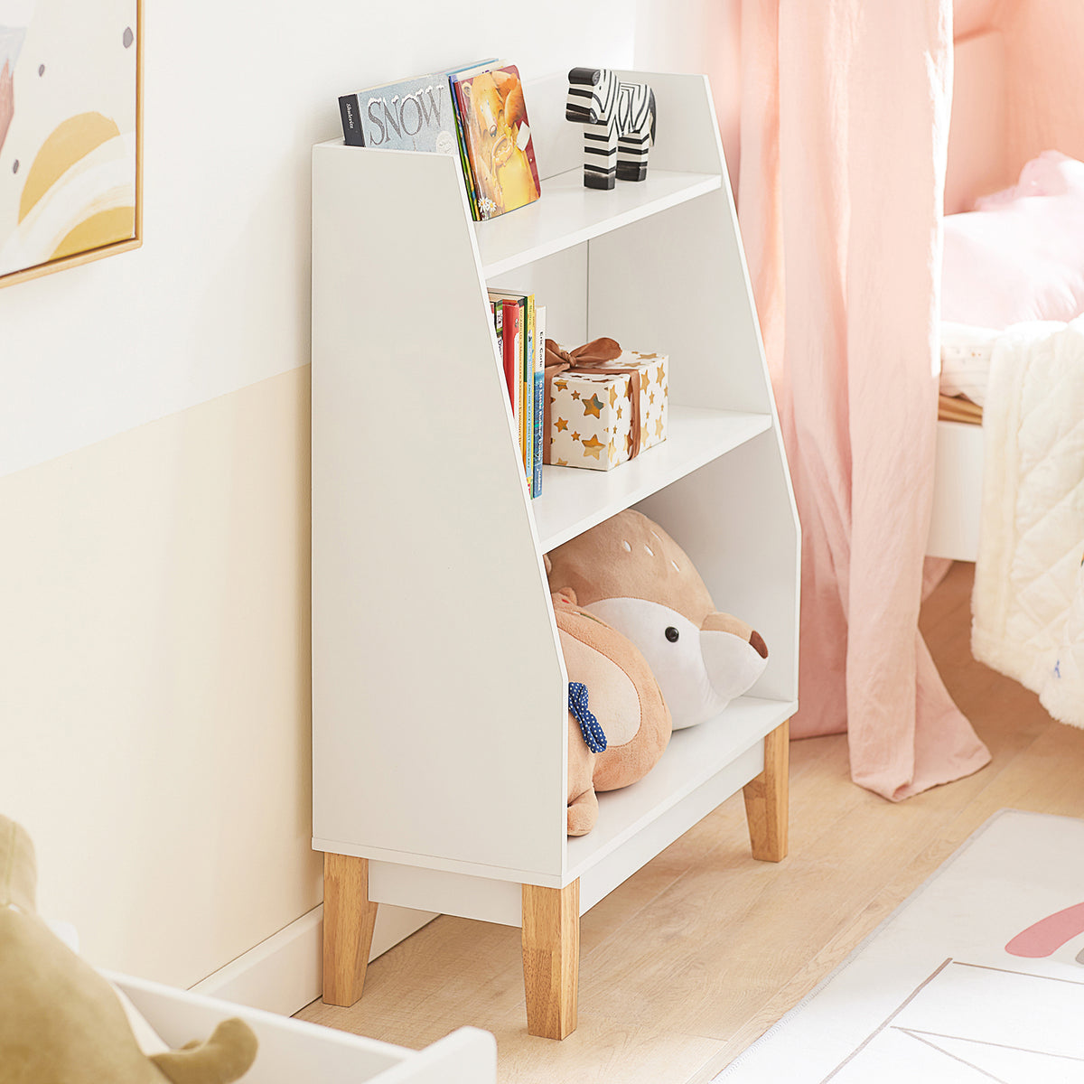 SoBuy KMB47-W Bibliothèque Étagère à Livres Étagère de Rangement pour Livres et Jouets Enfant, Porte-revues avec 3 étagères, 60x25x80 cm