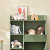 SoBuy KMB55-K-GR Bibliotecă pentru copii, Organizator de jucării pentru copii cu 5 compartimente, Dulap pentru depozitare jucării, Raft, Suport reviste, Verde 80x34x104cm