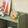 SoBuy KMB55-K-GR Bibliotecă pentru copii, Organizator de jucării pentru copii cu 5 compartimente, Dulap pentru depozitare jucării, Raft, Suport reviste, Verde 80x34x104cm