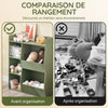SoBuy KMB55-K-GR Bibliotecă pentru copii, Organizator de jucării pentru copii cu 5 compartimente, Dulap pentru depozitare jucării, Raft, Suport reviste, Verde 80x34x104cm