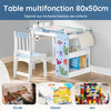 SoBuy KMB60-B Set masă și scaun pentru copii Set de 2 piese cu autocolante DIY Birou pentru copii cu 3 suporturi pentru creioane Albastru și Alb