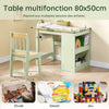 SoBuy KMB60-GR Set 2 piese masă și scaun pentru copii Masă și scaun pentru copii Birou cu 2 rafturi Suport hârtie și compartimente pentru pixuri Verde 80x50x66