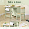SoBuy KMB60-GR Set 2 piese masă și scaun pentru copii Masă și scaun pentru copii Birou cu 2 rafturi Suport hârtie și compartimente pentru pixuri Verde 80x50x66