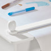 SoBuy KMB60-W Masă pentru Copii cu Scaun Set 2 Piese Masă și Scaun pentru Copii Birou cu 2 Rafturi Suport Hârtie și Compartimente pentru Pixuri Alb 80x54x65