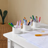 SoBuy KMB60-W Masă pentru Copii cu Scaun Set 2 Piese Masă și Scaun pentru Copii Birou cu 2 Rafturi Suport Hârtie și Compartimente pentru Pixuri Alb 80x54x65