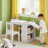 SoBuy KMB60-W Masă pentru Copii cu Scaun Set 2 Piese Masă și Scaun pentru Copii Birou cu 2 Rafturi Suport Hârtie și Compartimente pentru Pixuri Alb 80x54x65