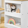 SoBuy KMB60-WN Set Masă și Scaun pentru Copii, 2 Piese, Masă și Scaun pentru Copii, Birou cu 2 Etajere, Suport pentru Hârtii și Organizatoare Pixuri, Alb-Natur 80x50x66