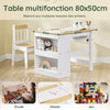 SoBuy KMB60-WN Set Masă și Scaun pentru Copii, 2 Piese, Masă și Scaun pentru Copii, Birou cu 2 Etajere, Suport pentru Hârtii și Organizatoare Pixuri, Alb-Natur 80x50x66