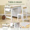 SoBuy KMB60-WN Set Masă și Scaun pentru Copii, 2 Piese, Masă și Scaun pentru Copii, Birou cu 2 Etajere, Suport pentru Hârtii și Organizatoare Pixuri, Alb-Natur 80x50x66